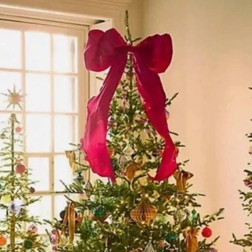 Anthropologie PINK Satin Bow Tree Topper